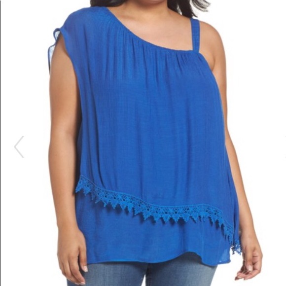 bobeau Tops - Bobeau One-Shoulder Overlay Top 3X
